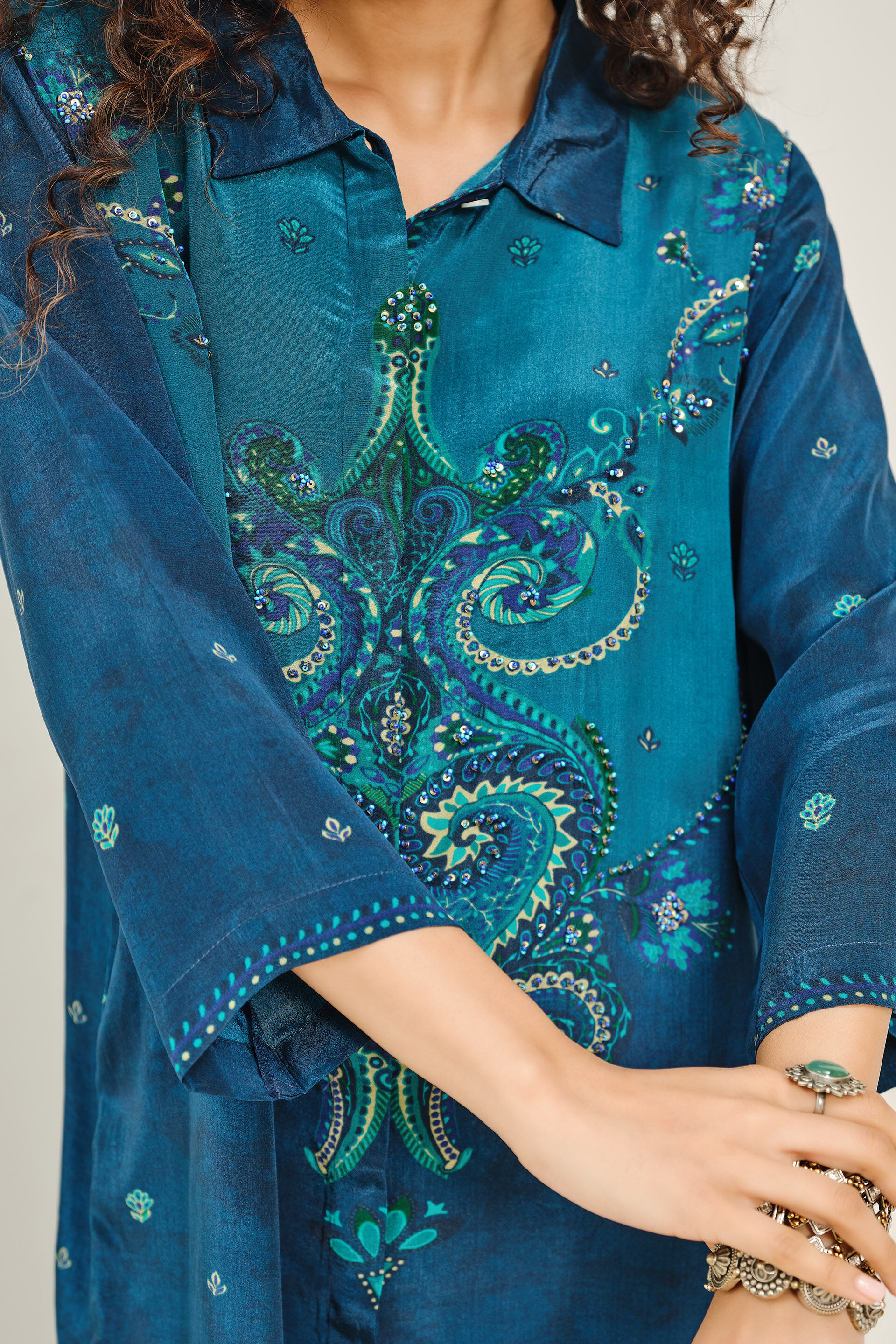 Vani Emerald Green Tunic, Indigo, image 5